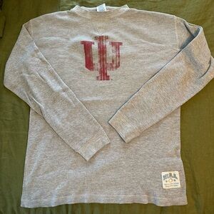 Men’s Indiana University Grey Thermal Long Sleeve Shirt, size Medium
